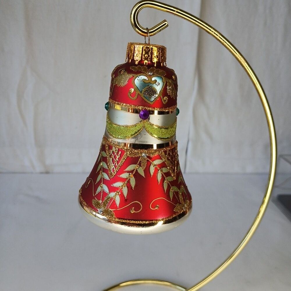 Unique Treasures Hand Blown Crafted Mercury Christmas Red Glass Ornament Bell
